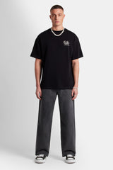 CRNC Bedrucktes Oversize-T-Shirt - Schwarz