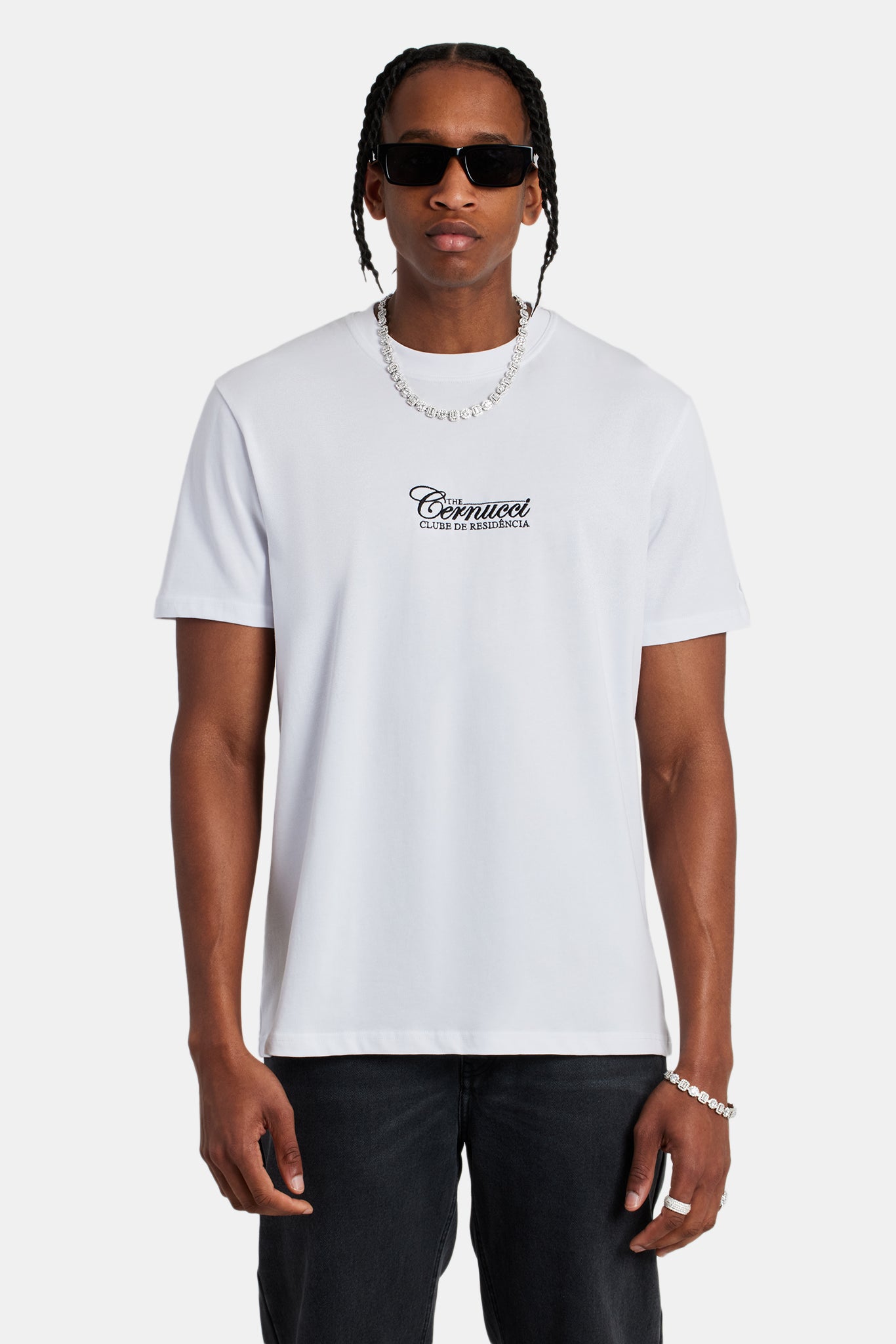 Residence Club Embroidered T-Shirt - White | Mens Tees & Vests