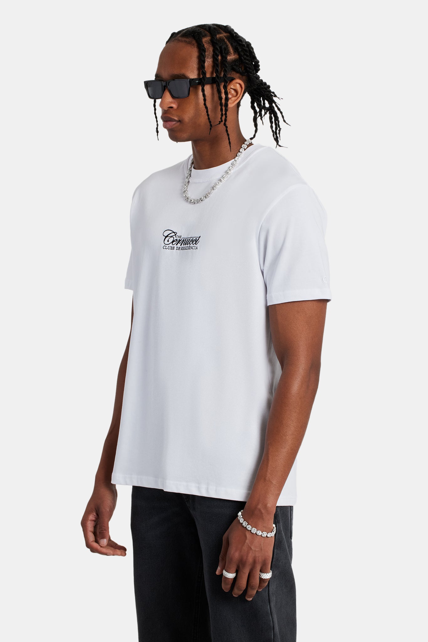Residence Club Embroidered T-Shirt - White | Mens Tees & Vests