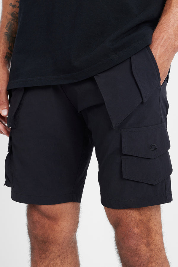 Nylon Cargo Shorts - Black