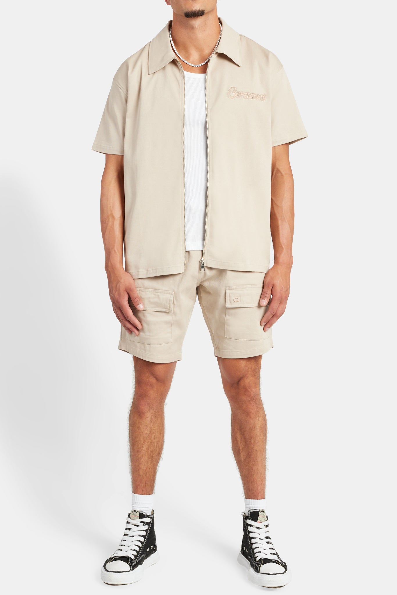 Cernucci Twill-Hemd mit Reißverschluss