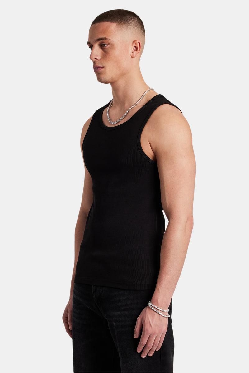 Cernucci Muscle Fit Ribbed Vest - Black | Mens Tees & Vests | Shop ...