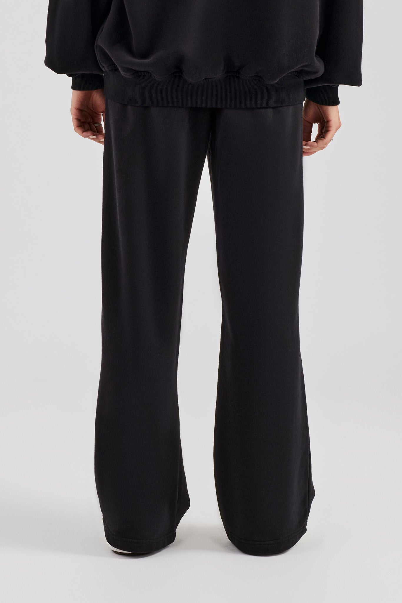 Damen-Jogginghose mit weitem Bein - Schwarz