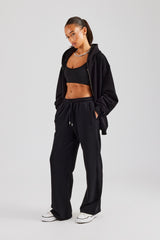 Damen-Jogginghose mit weitem Bein - Schwarz
