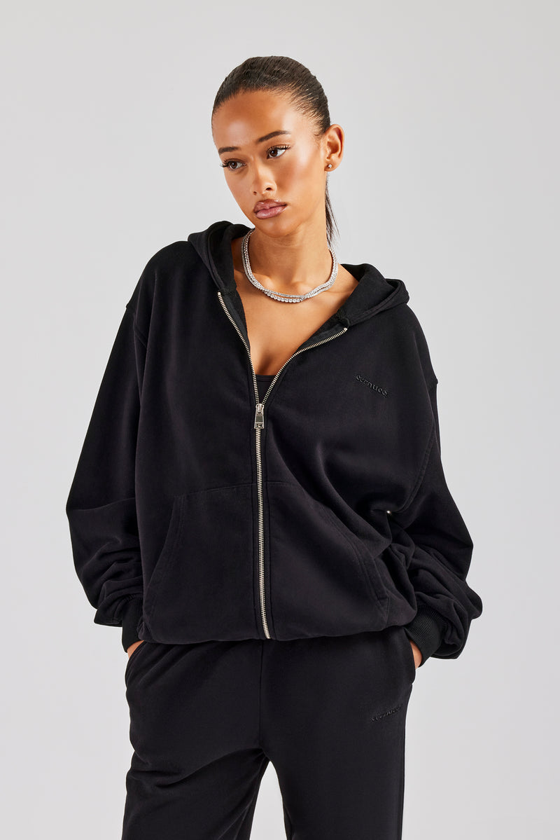 Oversized Zip Hoodie Black – Cernucci - Main Image