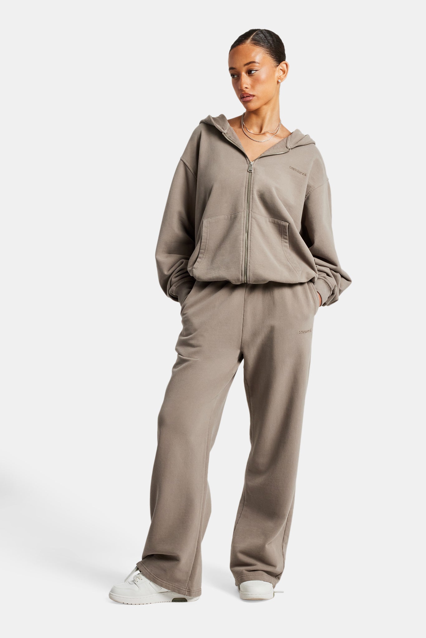 Damen-Jogginghose mit weitem Bein – Taupe