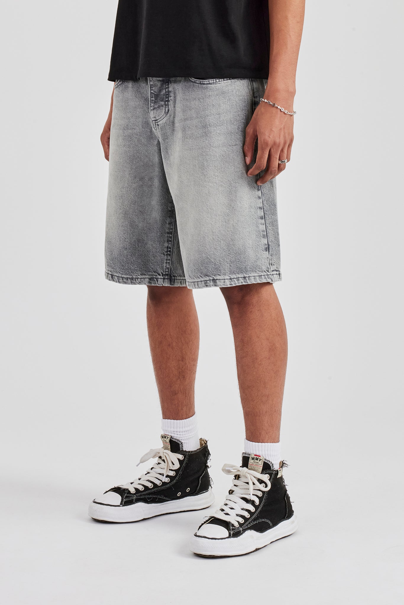 Denim Bermuda Jorts - Washed Grey | Mens Denim | Shop Denim Shorts