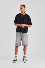 Denim-Bermuda-Jeans – Verwaschenes Grau