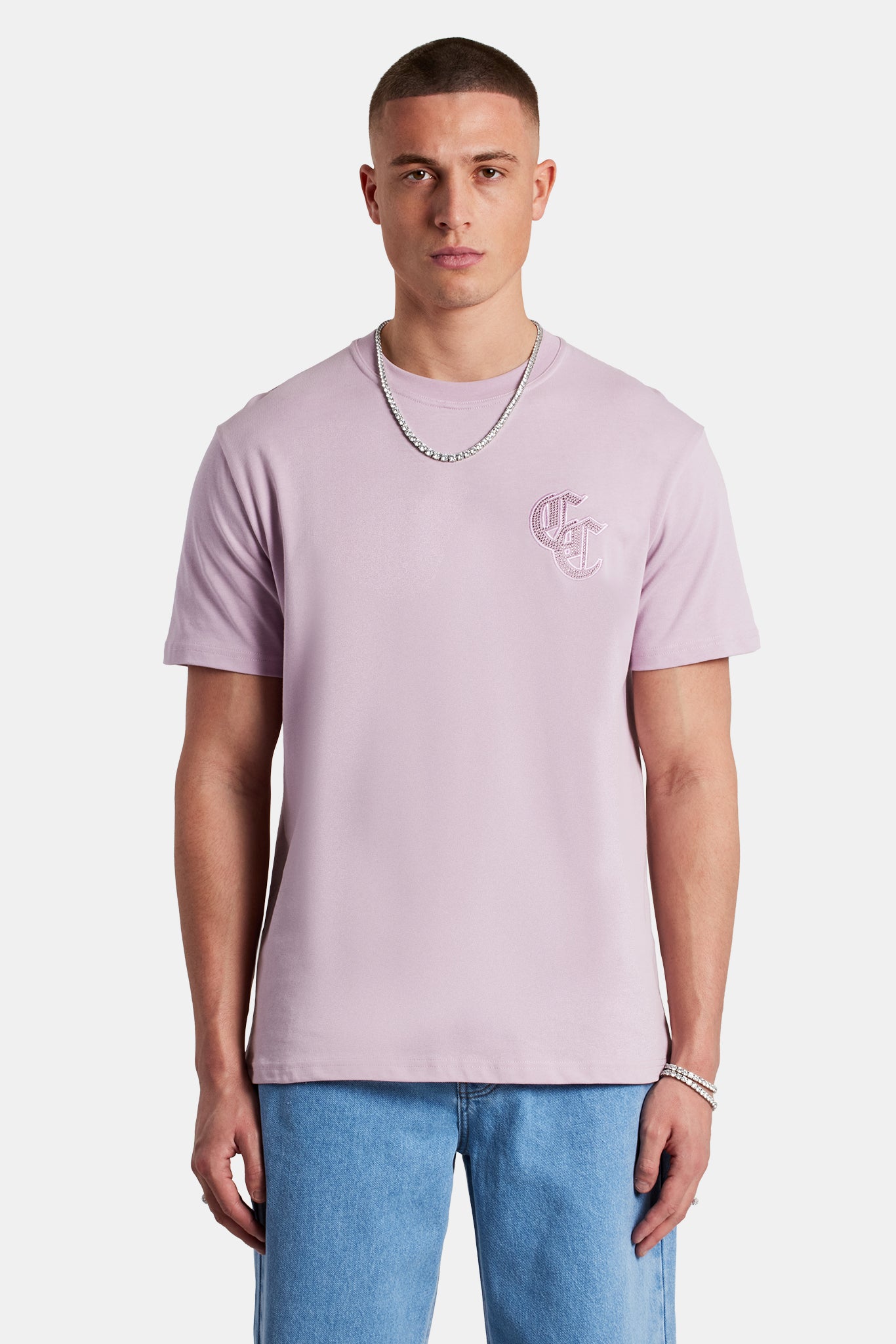 Gothic C Strass T-Shirt - Staubiges Lila