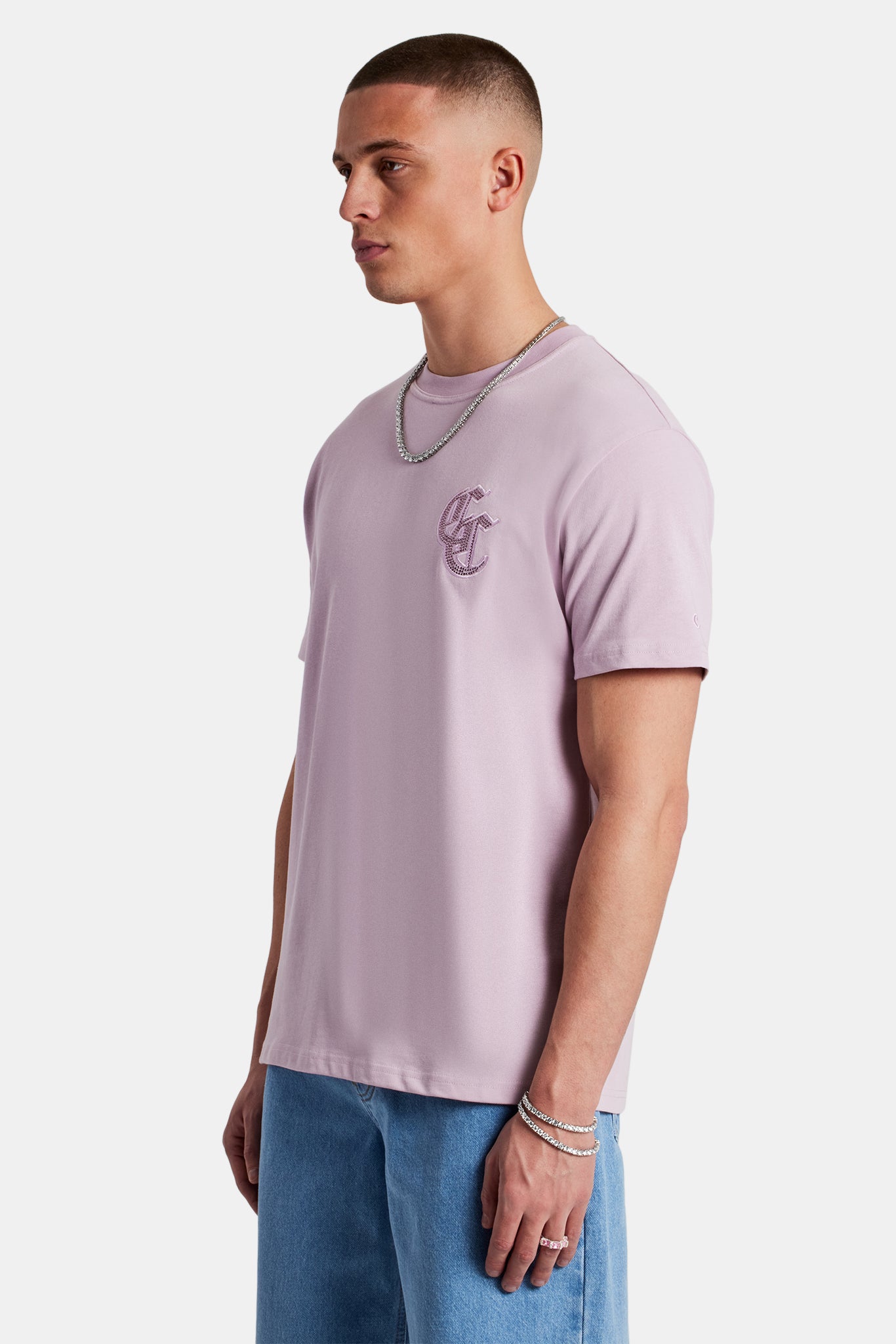 Gothic C Strass T-Shirt - Staubiges Lila