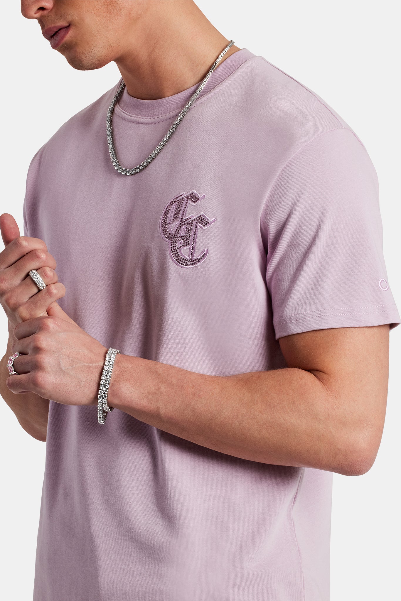 Gothic C Strass T-Shirt - Staubiges Lila