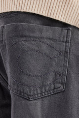 Baggy-Jeans mit Einsätzen – verwaschenes Schwarz