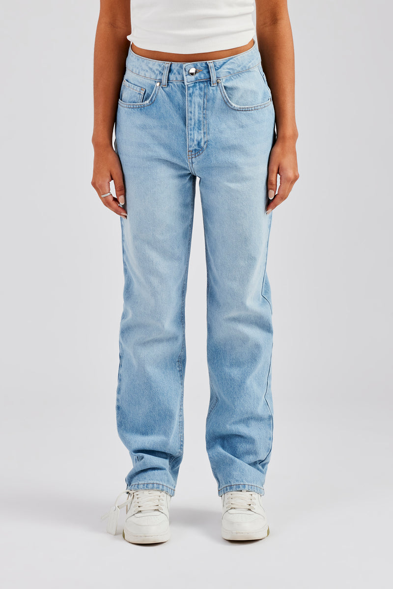 Baggy Ladies Pale Blue Jeans Ladies Straight Leg Jeans Light Blue