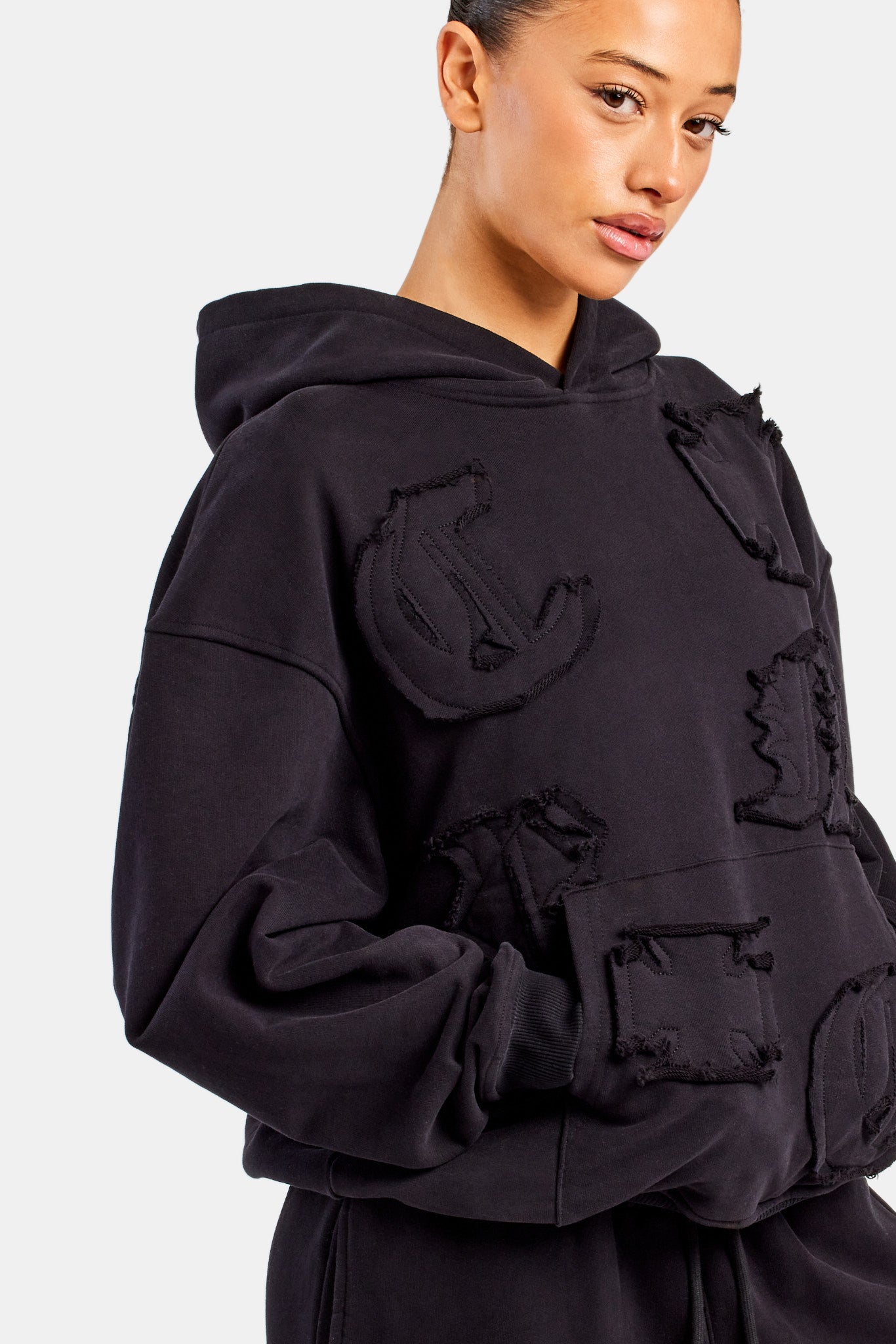 Trainingsanzug mit Used-Applikation für Damen - Schwarz