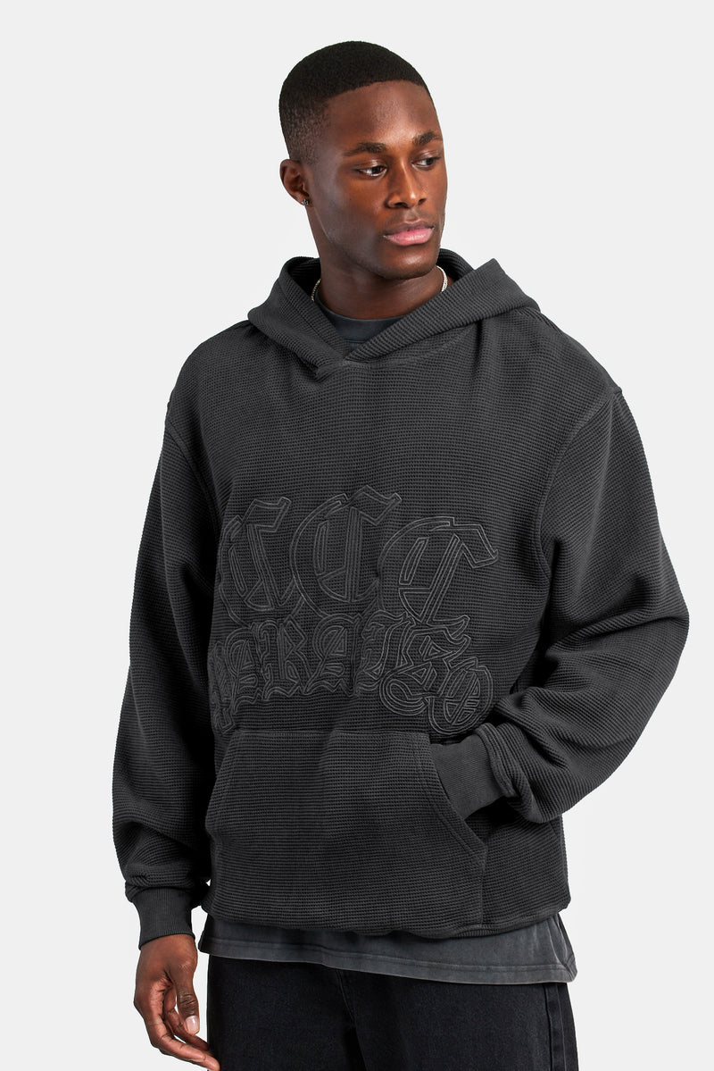 Acid Wash Waffle Hoodie Anthrazit Herren Hoodies &amp