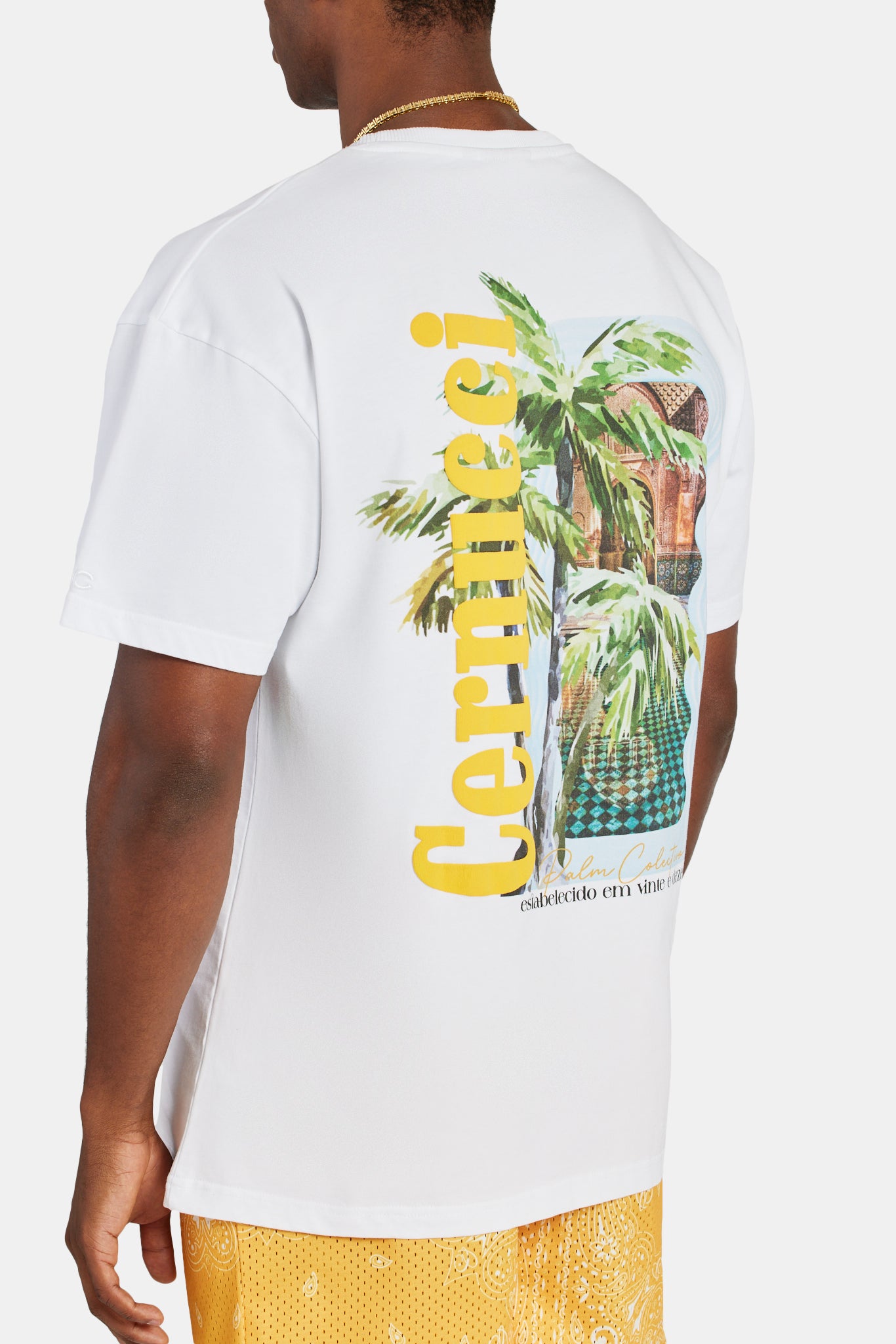 Cernucci Palm Collection Grafik-T-Shirt - Weiß