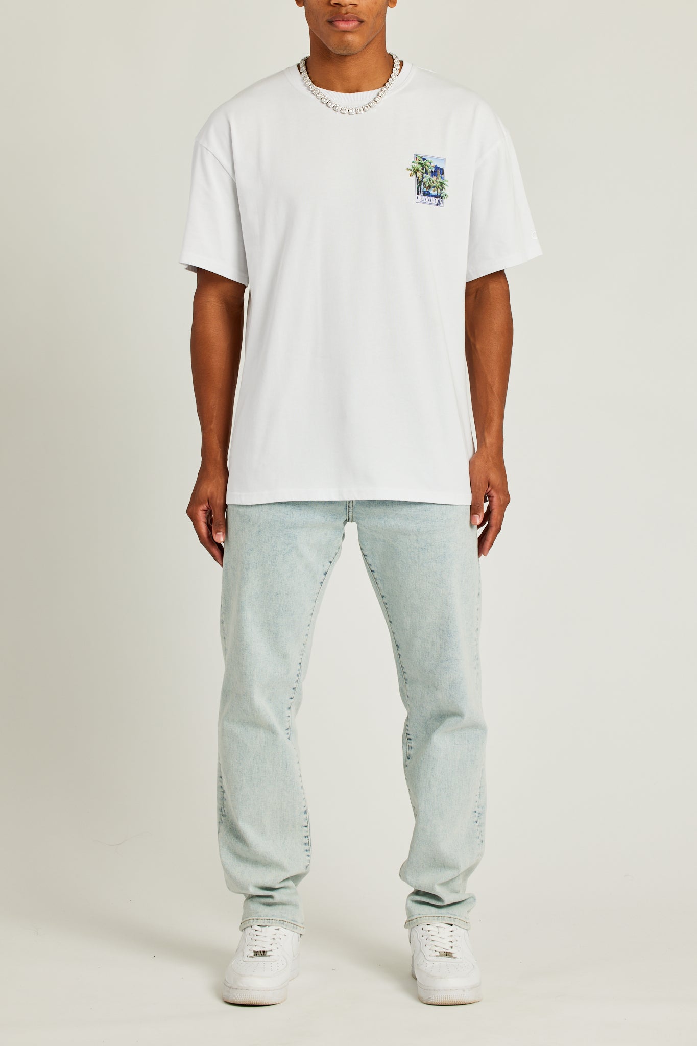 Cernucci Palm Villa Grafik-T-Shirt - Weiß