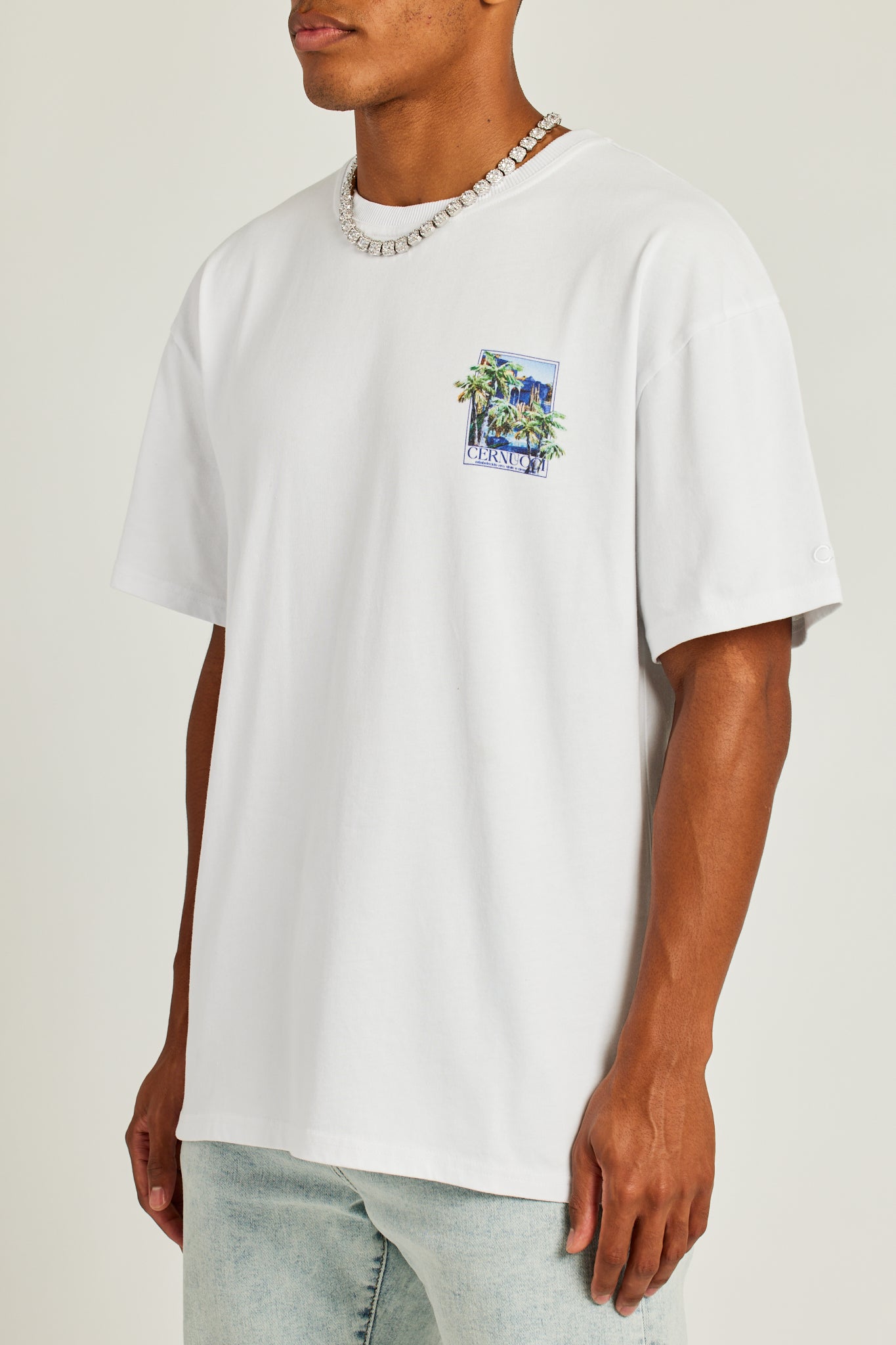Cernucci Palm Villa Grafik-T-Shirt - Weiß