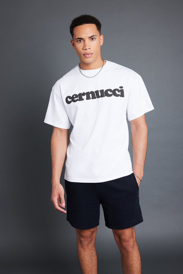 Cernucci Mens Puff Print T-Shirt - White