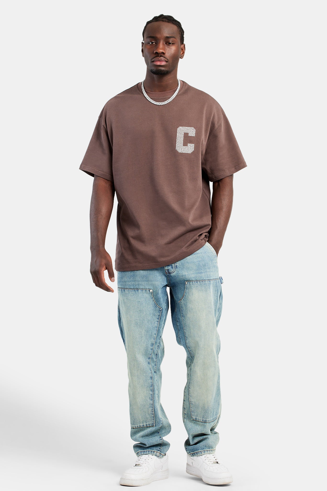 Cernucci Pearl Oversize-T-Shirt - Schokolade