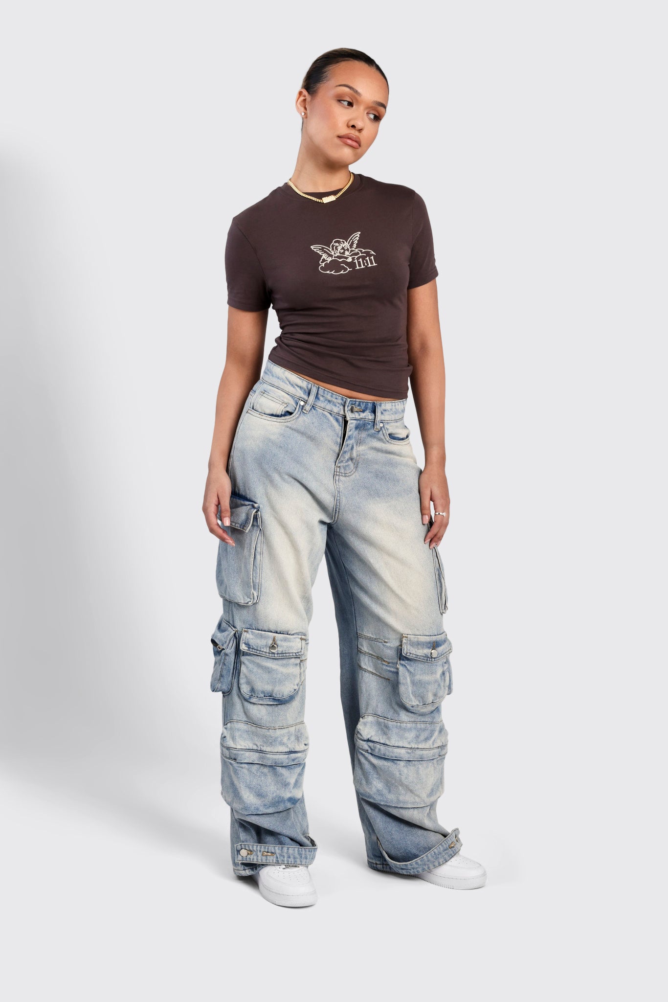 Cherub Print Baby T-Shirt - Schokolade