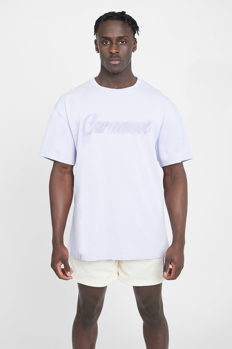 Oversized Cernucci Classic Embroidered T-Shirt - Lilac