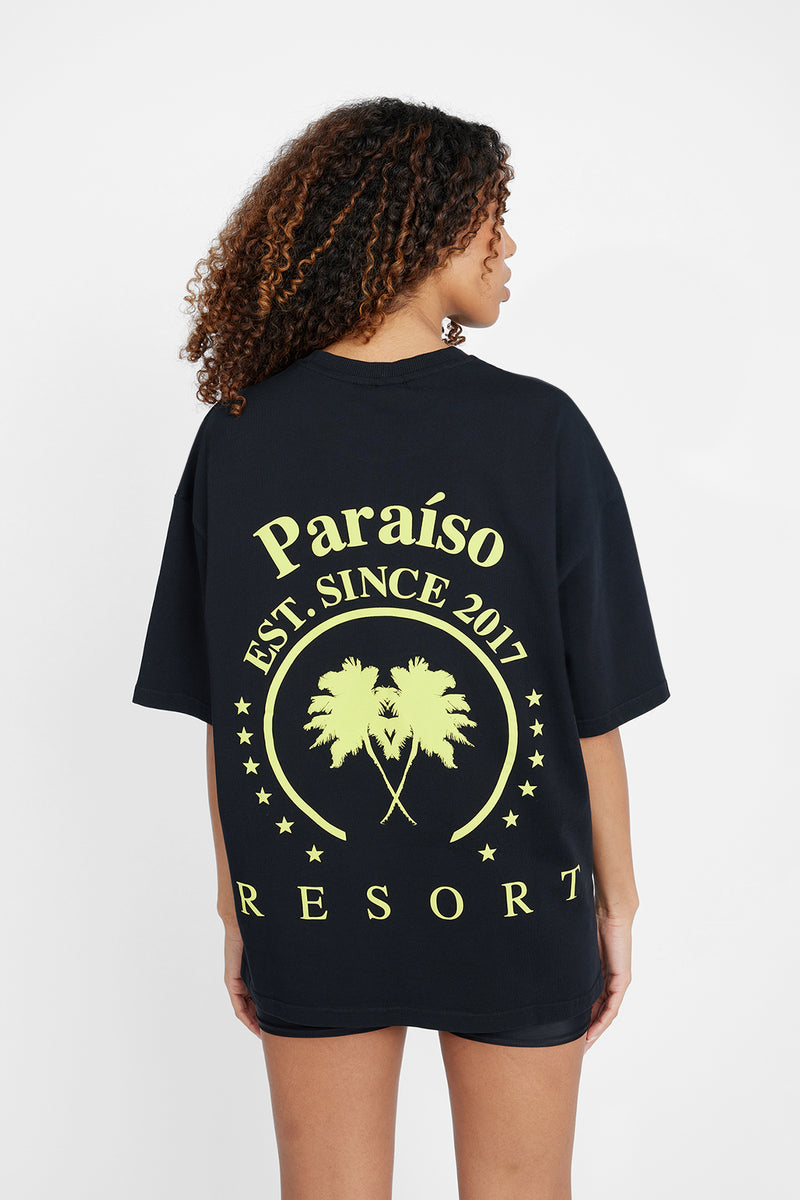 Oversized Palm Print T-Shirt - Black – Cernucci