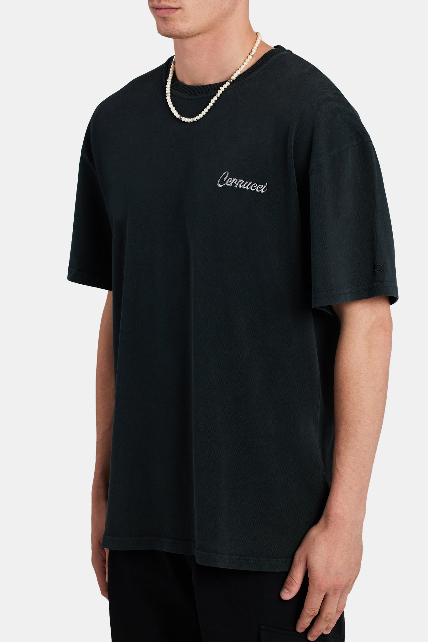 T-Shirt mit vereistem Blumenmuster und Waschung – Vintage-Waschung