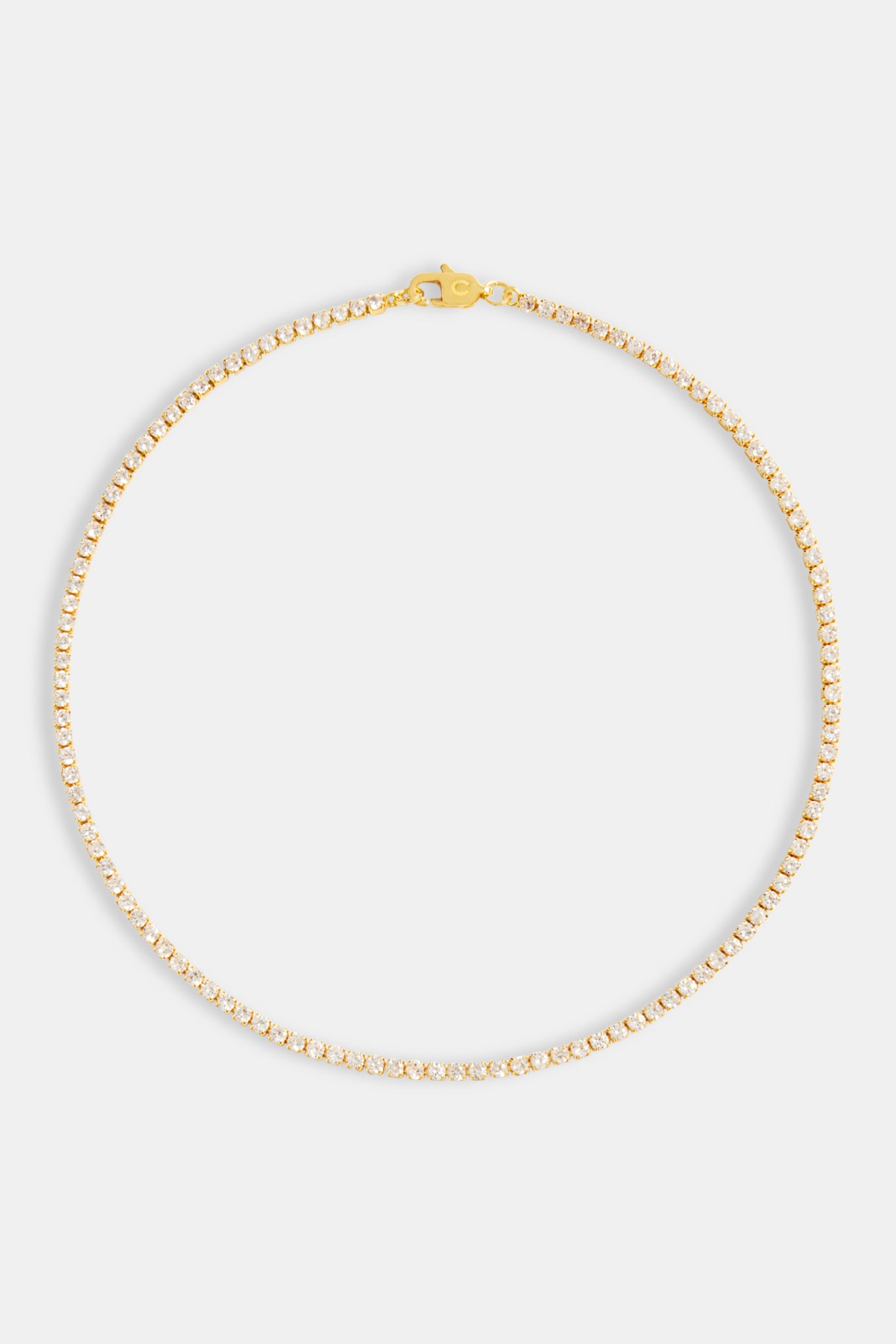 Womens 2.5mm Micro Tennis Choker - Gold