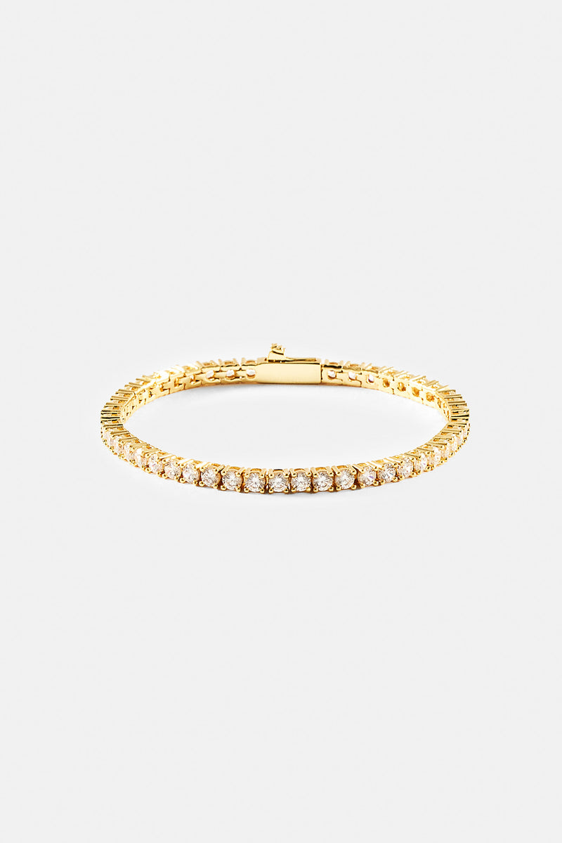 Womens 3mm Tennis Bracelet - Gold