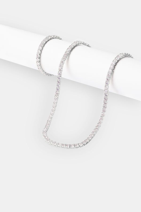 Womens 5mm Tennis Chain & Bracelet - White