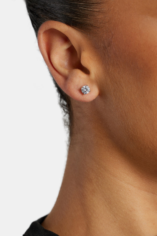 Womens 6mm Round Cut Stud Earrings