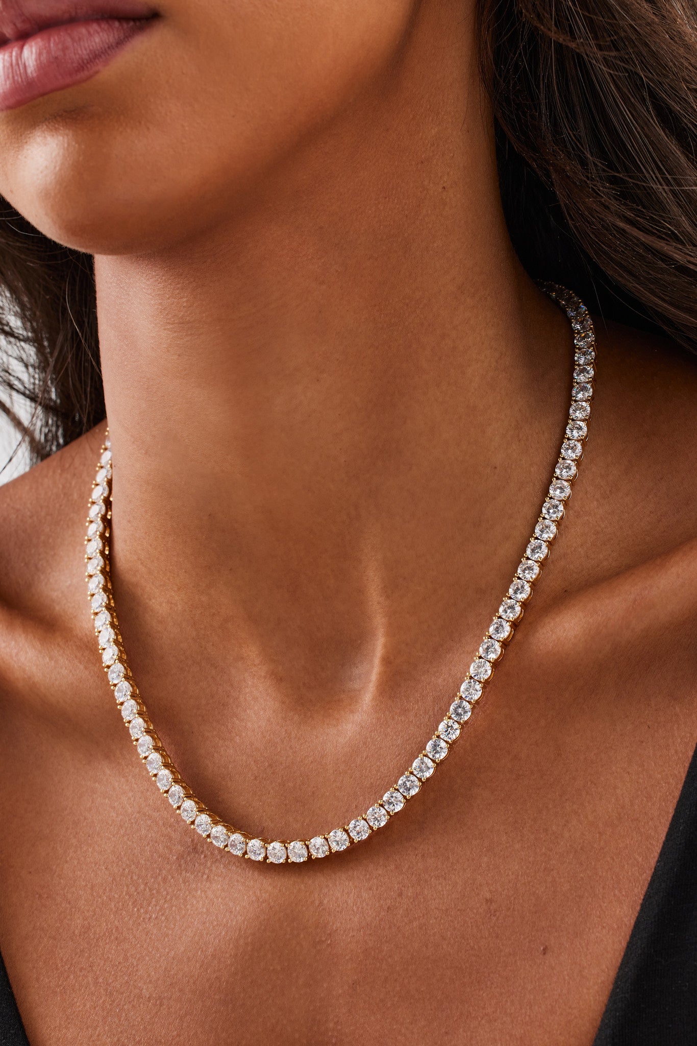 Womens 5mm Tennis Chain - Gold | Womens Chains | Shop Tennis