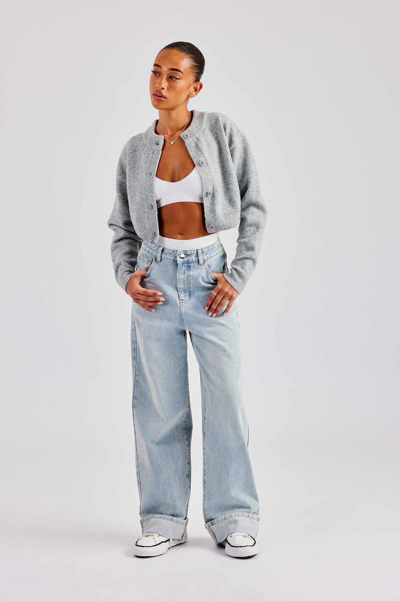 Waistband Turn Up Baggy Jean - Ice Blue | Womens Denim | Shop