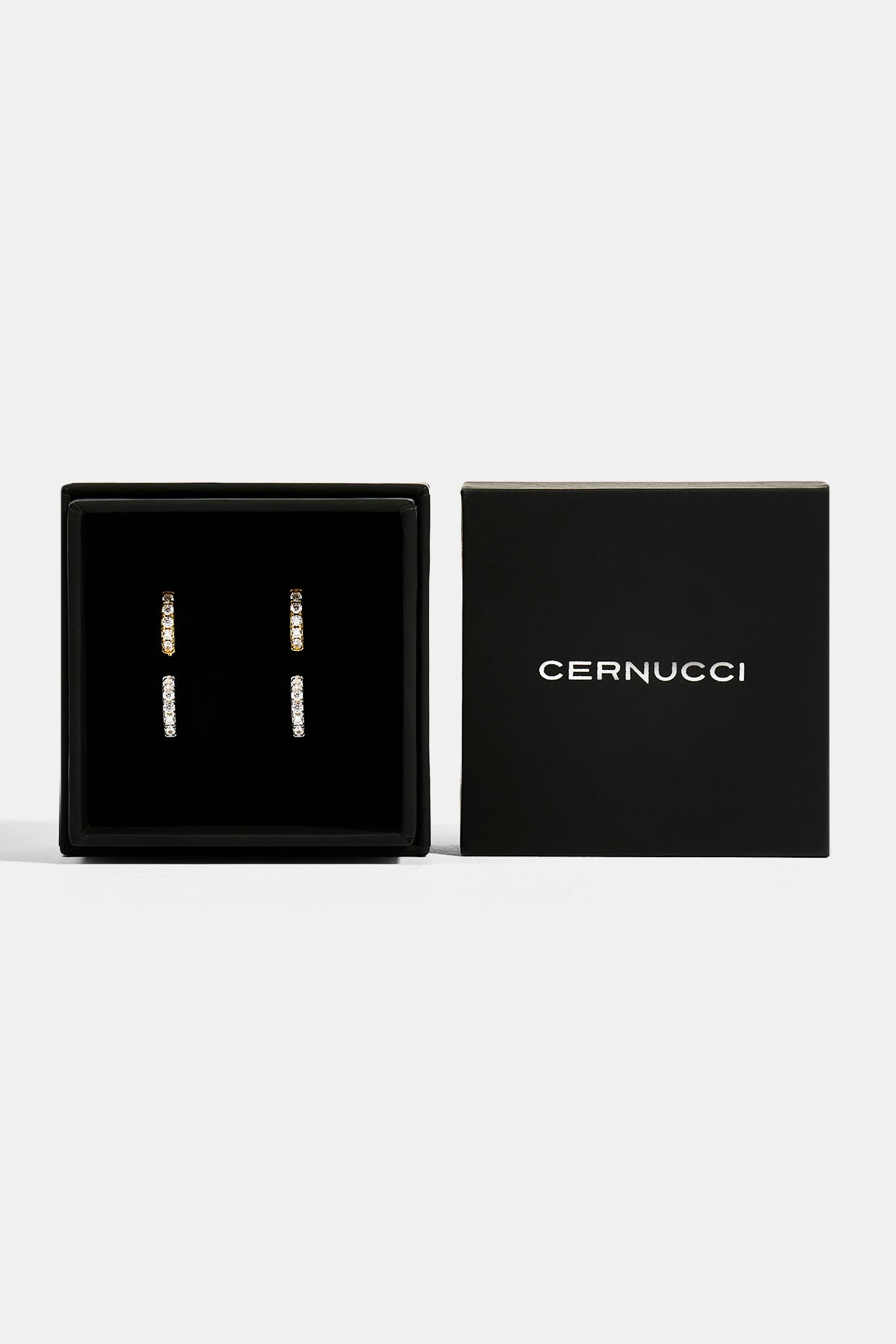 Iced Thin Huggie Earrings Set - 12mm