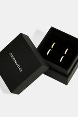 Iced Thin Huggie Earrings Set - 12mm