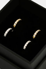 Iced Thin Huggie Earrings Set - 12mm