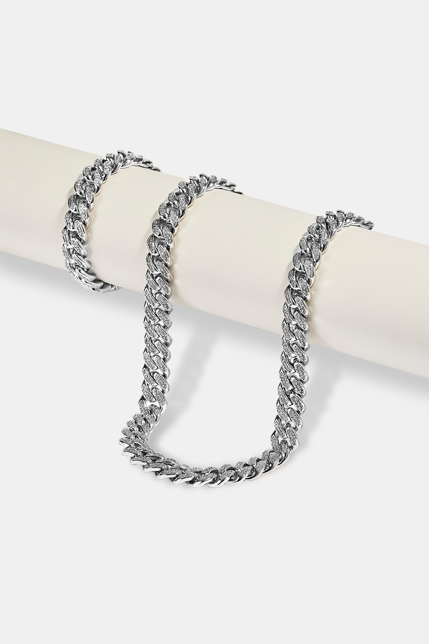Iced Out Cuban Bracelet & Chain - 12mm - White