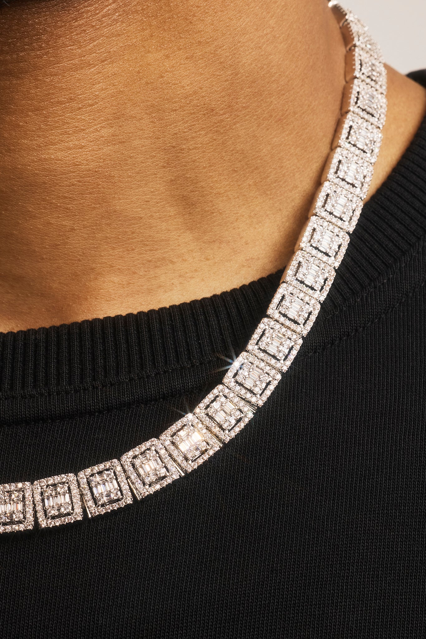 アクセサリー Glitter Clustered Tennis Chain Necklace 12mm Clustered Tennis Chain – Cernucci