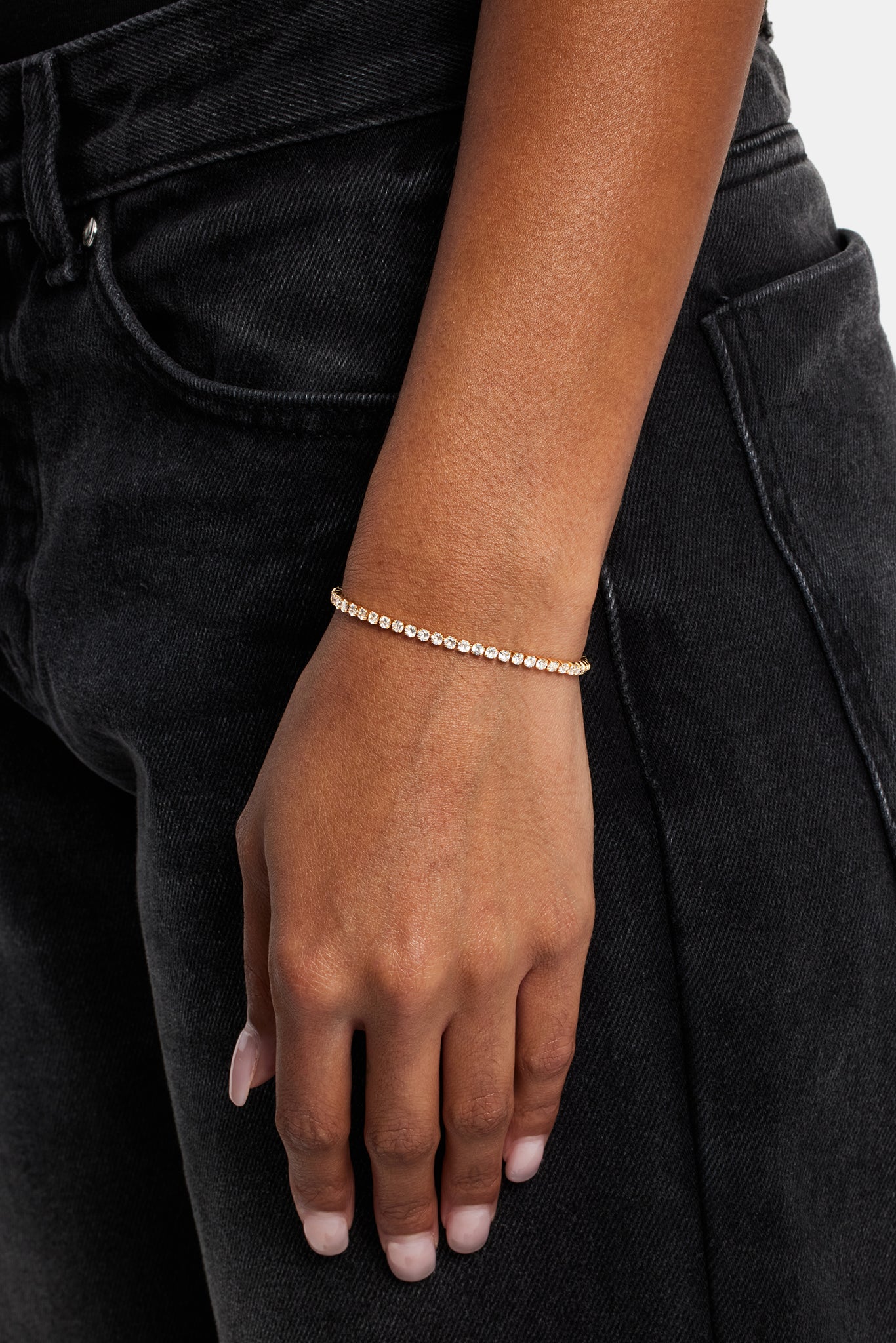 Womens Micro Tennis Bracelet - Gold - 2.5mm