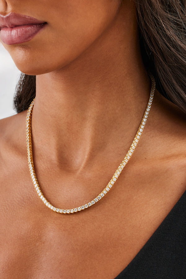 Womens 3mm Gold Plated Tennis Chain