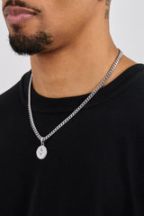 Kompass-Anhänger & 5 mm Miami-Cuban-Halskette – Weiß