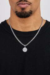 Kompass-Anhänger & 5 mm Miami-Cuban-Halskette – Weiß