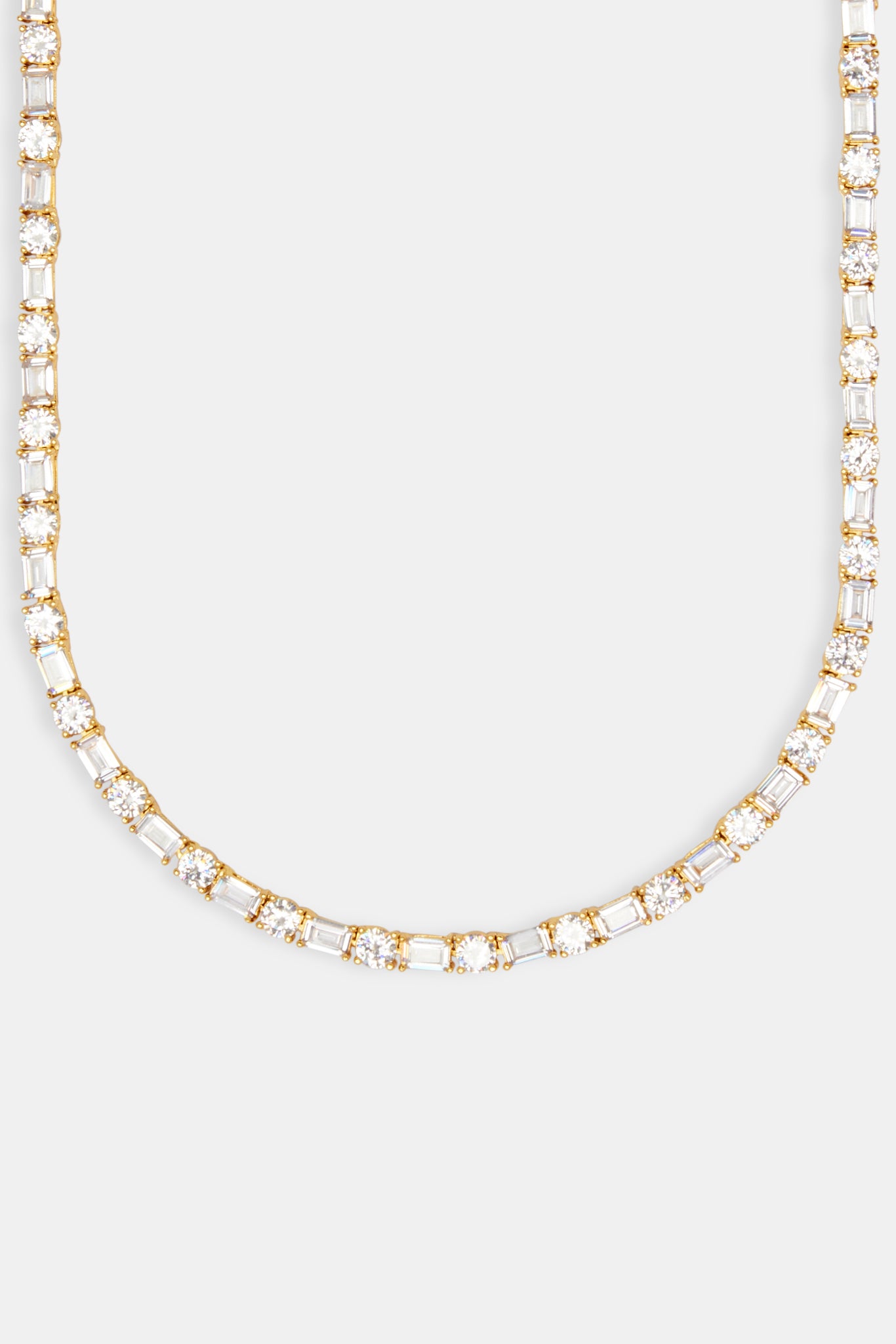 Round & Rectangular Tennis Chain - Gold 5mm