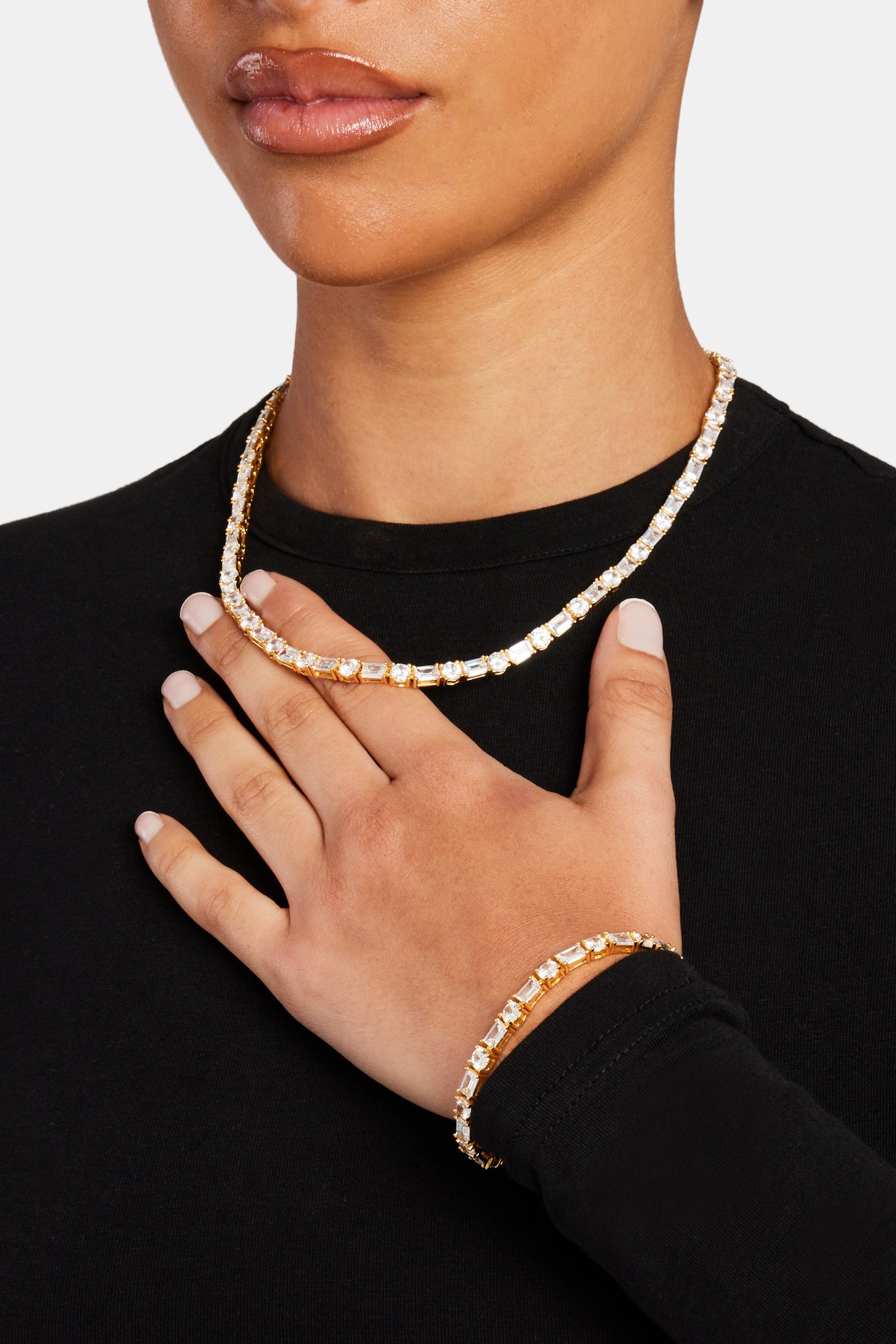 Ys Chain Round & Rectangular Tennis Chain - Gold 5mm | Womens Chains | Shop ...
