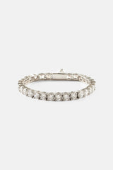 Womens Tennis Chain & Tennis Bracelet Set - 5mm - White