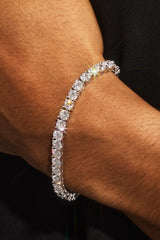 5mm Tennis Bracelet, Chain & Round Cut Stud Earring - 6mm - White