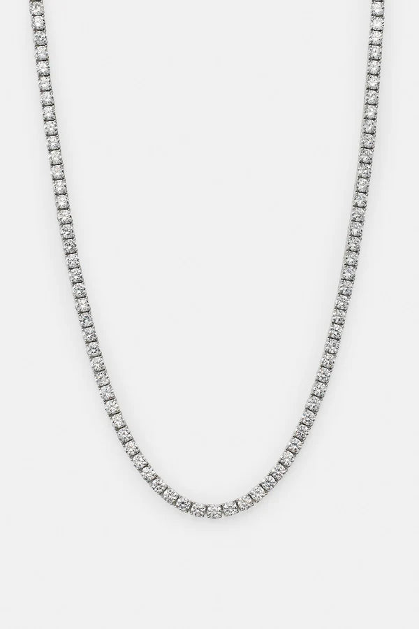 Womens Tennis Chain & Tennis Bracelet Set - 5mm - White