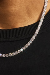 5mm Tennis Bracelet, Chain & Round Cut Stud Earring - 6mm - White