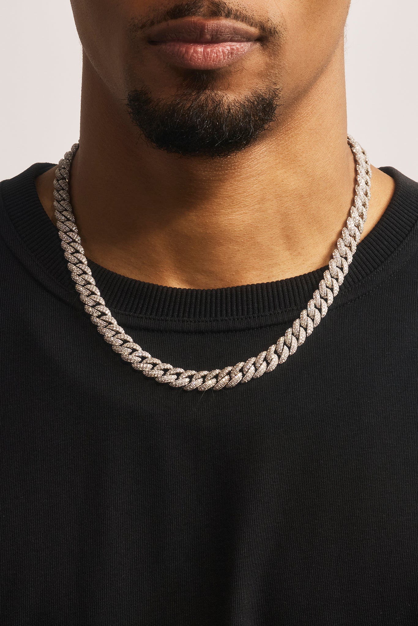 8 mm Iced Cuban Gliederkette – Weiß